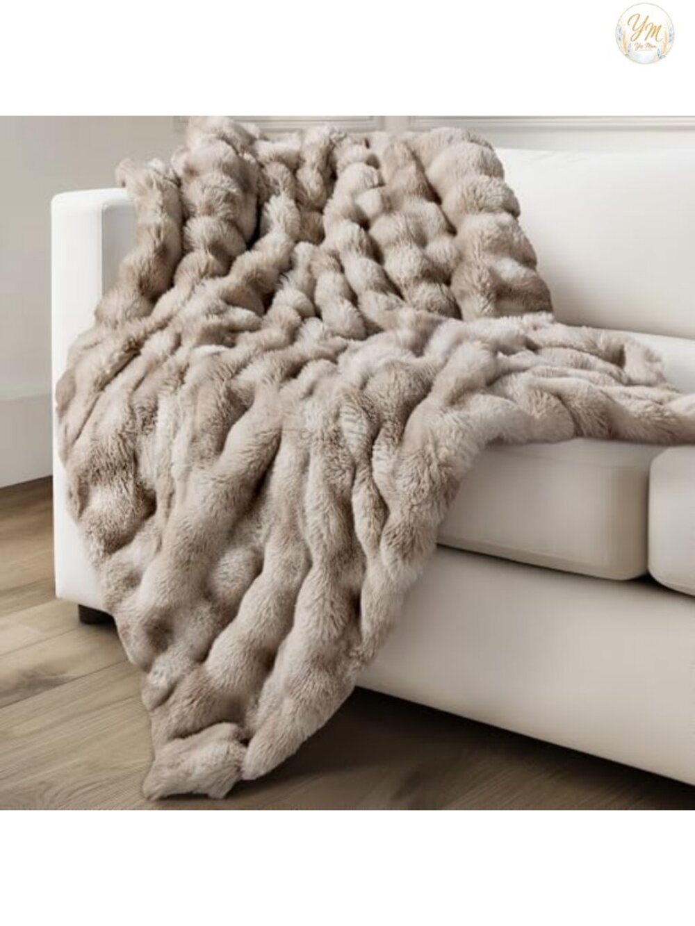 Ultra Soft Faux Fur Cozy Bubble Throw Blanket, Plush Fluffy for Couch & Bedroom